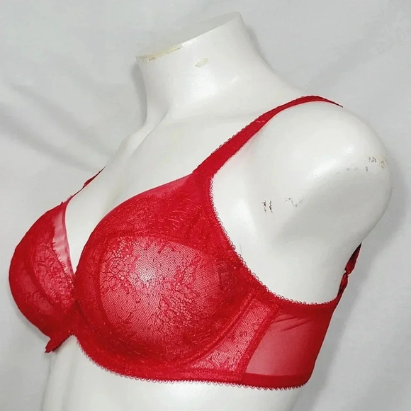 40DDD Paramour 115014 Amber Unlined Lace UW Bra Red NWT - Picture 2 of 12